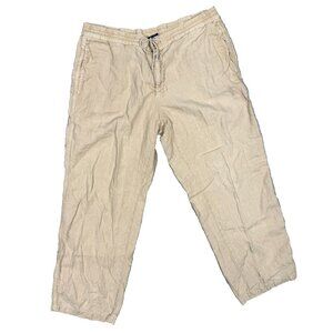 Paul & Shark 100% Linen Khakis Drawstring Made in Italy Beige Pants 36x30